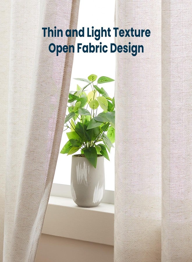 SLEEP ZONE Linen Jacquard Sheer Curtain, Triangle Textured Light Filtering Window Curtain Panels for Living Room Bedroom, 52" × 95" Beige - Image 4